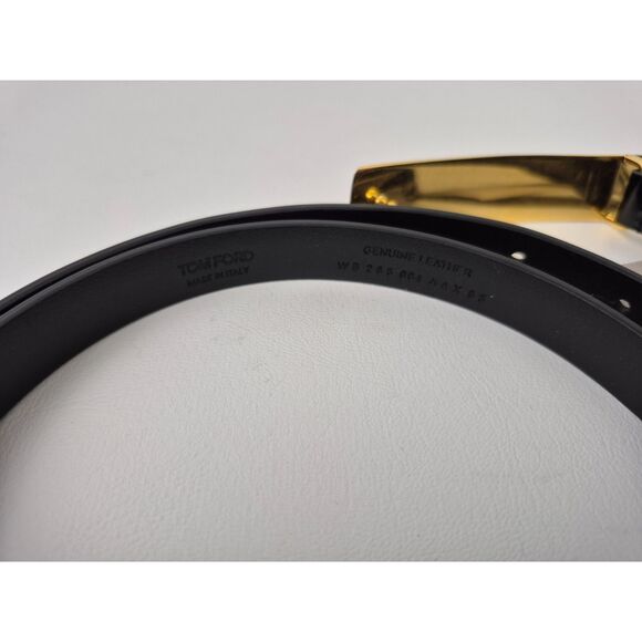 Tom Ford Women\'s Gold Bar Black Patent Leather Belt Size 95 main image 6